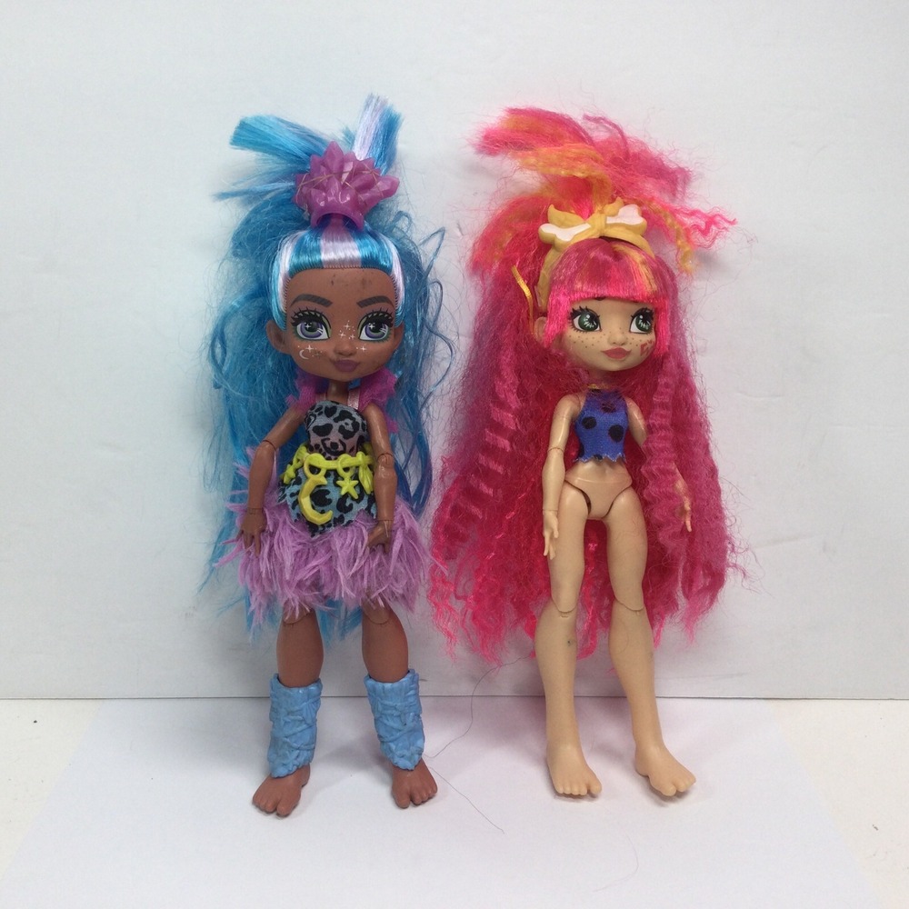 Mattel Cave Club Emberly & Fernessa Dolls Prehistoric Articulated Doll 8" Figure